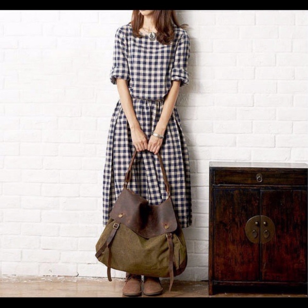 Boho long sleeve spring cotton dress